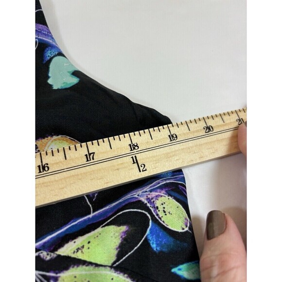 Loup Silk Dress 42 Black Bright Print V-neck Midi Side Zip Sleeveless French - Picture 5 of 13